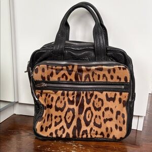 Alexander Wang Black and Brown Leopard Print Tote